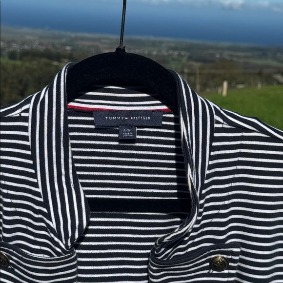 Tommy Hilfiger Blue white striped military nautical blazer Captains jacket large - Picture 6 of 7